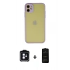 MARSİLYAN™- iPhone 11 Kılıf Ahenk Çizgi Serisi - Siyah 6D Antistatik Mat Seramik Hayalet Nano Ekran Koruyucu + PVD Metal Kamera Lens - MI