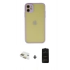 MARSİLYAN™- iPhone 11 Kılıf Ahenk Çizgi Serisi - Siyah 6D Antistatik Mat Seramik Hayalet Nano Ekran Koruyucu + Pers Alüminyum Kamera Lens - GD