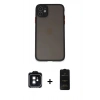 MARSİLYAN™- iPhone 11 Kılıf Ahenk Çizgi Serisi - Siyah 6D Antistatik Mat Seramik Hayalet Nano Ekran Koruyucu + Siyah PVD Metal Kamera Lens