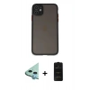 MARSİLYAN™- iPhone 11 Kılıf Ahenk Çizgi Serisi - Siyah 6D Antistatik Mat Seramik Hayalet Nano Ekran Koruyucu + Raze Metal Kamera Lens - MI