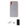 MARSİLYAN™- iPhone 11 Kılıf Ahenk Çizgi Serisi - Siyah 6D Antistatik Mat Seramik Hayalet Nano Ekran Koruyucu + Renkli Kamera Lens Koruma Cam - PE