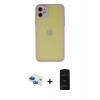 MARSİLYAN™- iPhone 11 Kılıf Ahenk Çizgi Serisi - Siyah 6D Antistatik Mat Seramik Hayalet Nano Ekran Koruyucu + Pers Alüminyum Kamera Lens - LT
