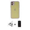 MARSİLYAN™- iPhone 11 Kılıf Ahenk Çizgi Serisi - Siyah 6D Antistatik Mat Seramik Hayalet Nano Ekran Koruyucu + Raze Metal Kamera Lens - GS