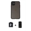 MARSİLYAN™- iPhone 11 Kılıf Ahenk Çizgi Serisi - Siyah 6D Antistatik Mat Seramik Hayalet Nano Ekran Koruyucu + PVD Metal Kamera Lens - MI