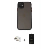 MARSİLYAN™- iPhone 11 Kılıf Ahenk Çizgi Serisi - Siyah 6D Antistatik Mat Seramik Hayalet Nano Ekran Koruyucu + Pers Alüminyum Kamera Lens - GD