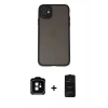 MARSİLYAN™- iPhone 11 Kılıf Ahenk Çizgi Serisi - Siyah 6D Antistatik Mat Seramik Hayalet Nano Ekran Koruyucu + PVD Metal Kamera Lens - TU