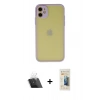 MARSİLYAN™- iPhone 11 Kılıf Ahenk Çizgi Serisi - Siyah 6D Mat Seramik Hayalet Nano Ekran Koruyucu + Kamera Lens Koruma Cam - SF