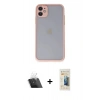 MARSİLYAN™- iPhone 11 Kılıf Ahenk Çizgi Serisi - Siyah 6D Mat Seramik Hayalet Nano Ekran Koruyucu + Kamera Lens Koruma Cam - SF