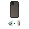 MARSİLYAN™- iPhone 11 Kılıf Ahenk Çizgi Serisi - Siyah 6D Mat Seramik Hayalet Nano Ekran Koruyucu + Raze Metal Kamera Lens - MI