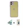MARSİLYAN™- iPhone 11 Kılıf Ahenk Çizgi Serisi - Siyah 6D Mat Seramik Hayalet Nano Ekran Koruyucu + Raze Metal Kamera Lens - MI