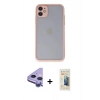 MARSİLYAN™- iPhone 11 Kılıf Ahenk Çizgi Serisi - Siyah 6D Mat Seramik Hayalet Nano Ekran Koruyucu + Raze Metal Kamera Lens - MR