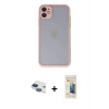 MARSİLYAN™- iPhone 11 Kılıf Ahenk Çizgi Serisi - Siyah 6D Mat Seramik Hayalet Nano Ekran Koruyucu + Pers Alüminyum Kamera Lens - LT
