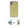 MARSİLYAN™- iPhone 11 Kılıf Ahenk Çizgi Serisi - Siyah 6D Mat Seramik Hayalet Nano Ekran Koruyucu + Raze Metal Kamera Lens - KI