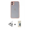 MARSİLYAN™- iPhone 11 Kılıf Ahenk Çizgi Serisi - Siyah 6D Mat Seramik Hayalet Nano Ekran Koruyucu + Raze Metal Kamera Lens - GS