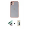 MARSİLYAN™- iPhone 11 Kılıf Ahenk Çizgi Serisi - Siyah 6D Mat Seramik Hayalet Nano Ekran Koruyucu + Raze Metal Kamera Lens - KI