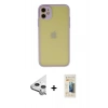 MARSİLYAN™- iPhone 11 Kılıf Ahenk Çizgi Serisi - Siyah 6D Mat Seramik Hayalet Nano Ekran Koruyucu + Raze Metal Kamera Lens - GS