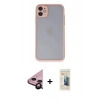 MARSİLYAN™- iPhone 11 Kılıf Ahenk Çizgi Serisi - Siyah 6D Mat Seramik Hayalet Nano Ekran Koruyucu + Raze Metal Kamera Lens - SH