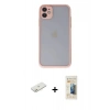 MARSİLYAN™- iPhone 11 Kılıf Ahenk Çizgi Serisi - Siyah 6D Mat Seramik Hayalet Nano Ekran Koruyucu + Renkli Kamera Lens Koruma Cam - TU