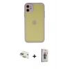 MARSİLYAN™- iPhone 11 Kılıf Ahenk Çizgi Serisi - Siyah Bilvis 3D Cam Ekran Koruyucu + Pers Alüminyum Kamera Lens - GD
