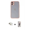 MARSİLYAN™- iPhone 11 Kılıf Ahenk Çizgi Serisi - Siyah Bilvis 3D Cam Ekran Koruyucu + Pers Alüminyum Kamera Lens - GD