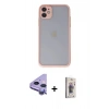 MARSİLYAN™- iPhone 11 Kılıf Ahenk Çizgi Serisi - Siyah Bilvis 3D Cam Ekran Koruyucu + Raze Metal Kamera Lens - MR