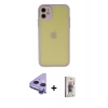 MARSİLYAN™- iPhone 11 Kılıf Ahenk Çizgi Serisi - Siyah Bilvis 3D Cam Ekran Koruyucu + Raze Metal Kamera Lens - MR