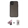 MARSİLYAN™- iPhone 11 Kılıf Ahenk Çizgi Serisi - Siyah Bilvis 3D Cam Ekran Koruyucu + Raze Metal Kamera Lens - SH