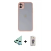 MARSİLYAN™- iPhone 11 Kılıf Ahenk Çizgi Serisi - Siyah Bilvis 3D Cam Ekran Koruyucu + Raze Metal Kamera Lens - MI