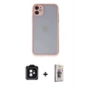 MARSİLYAN™- iPhone 11 Kılıf Ahenk Çizgi Serisi - Siyah Bilvis 3D Cam Ekran Koruyucu + PVD Metal Kamera Lens - SH
