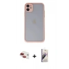MARSİLYAN™- iPhone 11 Kılıf Ahenk Çizgi Serisi - Siyah Bilvis 3D Mat Cam Ekran Koruyucu + Pers Alüminyum Kamera Lens - KI
