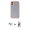 MARSİLYAN™- iPhone 11 Kılıf Ahenk Çizgi Serisi - Siyah Bilvis 3D Mat Cam Ekran Koruyucu + Pers Alüminyum Kamera Lens - YL