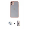 MARSİLYAN™- iPhone 11 Kılıf Ahenk Çizgi Serisi - Siyah Bilvis 3D Mat Cam Ekran Koruyucu + Pers Alüminyum Kamera Lens - GI