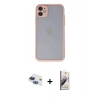 MARSİLYAN™- iPhone 11 Kılıf Ahenk Çizgi Serisi - Siyah Bilvis 3D Mat Cam Ekran Koruyucu + Pers Alüminyum Kamera Lens - LT