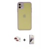 MARSİLYAN™- iPhone 11 Kılıf Ahenk Çizgi Serisi - Siyah Bilvis 3D Mat Cam Ekran Koruyucu + Pers Alüminyum Kamera Lens - KI