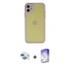 MARSİLYAN™- iPhone 11 Kılıf Ahenk Çizgi Serisi - Siyah Bilvis 5in1 3D Magic Cam Ekran Koruyucu + Pers Alüminyum Kamera Lens - GI