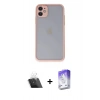 MARSİLYAN™- iPhone 11 Kılıf Ahenk Çizgi Serisi - Siyah Bilvis 5in1 3D Magic Cam Ekran Koruyucu + Kamera Lens Koruma Cam - SF