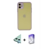MARSİLYAN™- iPhone 11 Kılıf Ahenk Çizgi Serisi - Siyah Bilvis 5in1 3D Magic Cam Ekran Koruyucu + Raze Metal Kamera Lens - MI