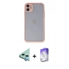 MARSİLYAN™- iPhone 11 Kılıf Ahenk Çizgi Serisi - Siyah Bilvis 5in1 3D Magic Cam Ekran Koruyucu + Raze Metal Kamera Lens - MI