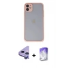 MARSİLYAN™- iPhone 11 Kılıf Ahenk Çizgi Serisi - Siyah Bilvis 5in1 3D Magic Cam Ekran Koruyucu + Raze Metal Kamera Lens - MR