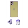 MARSİLYAN™- iPhone 11 Kılıf Ahenk Çizgi Serisi - Siyah Bilvis 5in1 3D Magic Cam Ekran Koruyucu + Raze Metal Kamera Lens - MR
