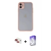 MARSİLYAN™- iPhone 11 Kılıf Ahenk Çizgi Serisi - Siyah Bilvis 5in1 3D Magic Cam Ekran Koruyucu + Pers Alüminyum Kamera Lens - KI