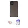 MARSİLYAN™- iPhone 11 Kılıf Ahenk Çizgi Serisi - Siyah Bilvis 5in1 3D Magic Cam Ekran Koruyucu + Pers Alüminyum Kamera Lens - KI