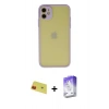 MARSİLYAN™- iPhone 11 Kılıf Ahenk Çizgi Serisi - Siyah Bilvis 5in1 3D Magic Cam Ekran Koruyucu + Rainbow Kamera Lens Koruma Cam - KI