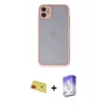 MARSİLYAN™- iPhone 11 Kılıf Ahenk Çizgi Serisi - Siyah Bilvis 5in1 3D Magic Cam Ekran Koruyucu + Rainbow Kamera Lens Koruma Cam - KI