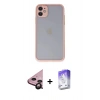MARSİLYAN™- iPhone 11 Kılıf Ahenk Çizgi Serisi - Siyah Bilvis 5in1 3D Magic Cam Ekran Koruyucu + Raze Metal Kamera Lens - SH