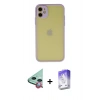 MARSİLYAN™- iPhone 11 Kılıf Ahenk Çizgi Serisi - Siyah Bilvis 5in1 3D Magic Cam Ekran Koruyucu + Raze Metal Kamera Lens - KI