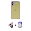 MARSİLYAN™- iPhone 11 Kılıf Ahenk Çizgi Serisi - Siyah Bilvis 5in1 3D Magic Cam Ekran Koruyucu + Raze Metal Kamera Lens - SH