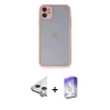 MARSİLYAN™- iPhone 11 Kılıf Ahenk Çizgi Serisi - Siyah Bilvis 5in1 3D Magic Cam Ekran Koruyucu + Raze Metal Kamera Lens - GS