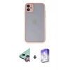 MARSİLYAN™- iPhone 11 Kılıf Ahenk Çizgi Serisi - Siyah Bilvis 5in1 3D Magic Cam Ekran Koruyucu + Raze Metal Kamera Lens - KI
