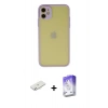 MARSİLYAN™- iPhone 11 Kılıf Ahenk Çizgi Serisi - Siyah Bilvis 5in1 3D Magic Cam Ekran Koruyucu + Renkli Kamera Lens Koruma Cam - SI